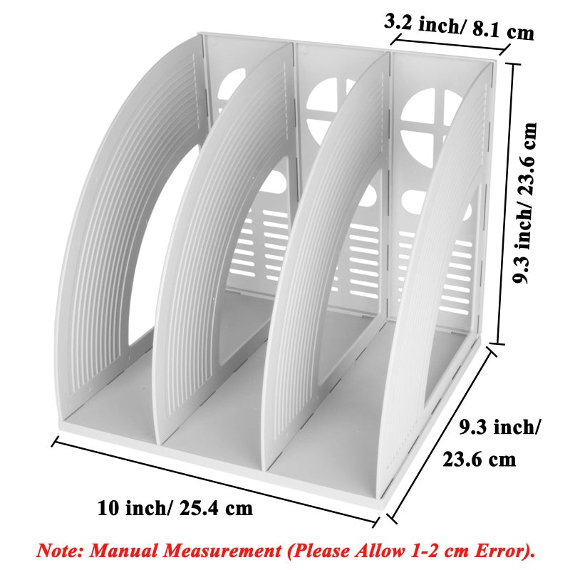 SAYEEC Magazine Holder Plastic File Sorter Binder Holder for Desk Folder Organizer Stand Book Shelf Dividers Vertical Filling Storage Rack Desktop Bookshelf Display Box for Office School Home (Grey) - Image 2